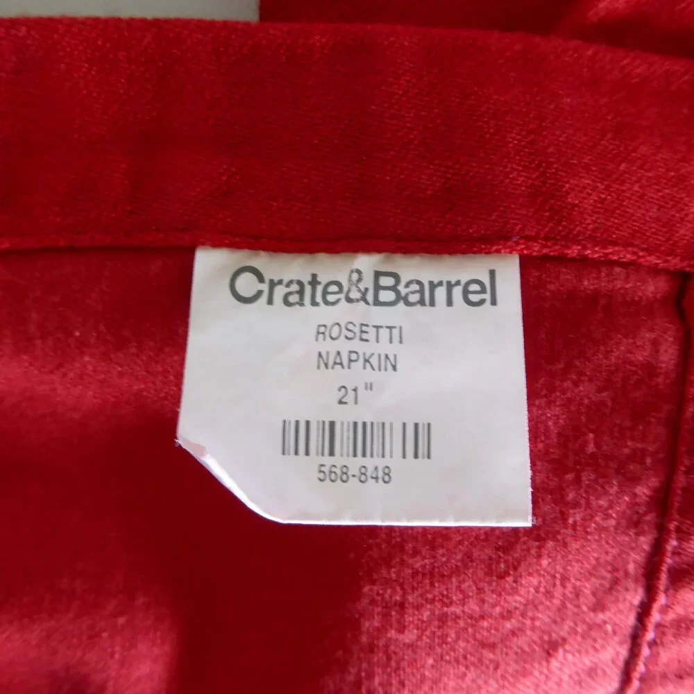 CRATE & BARREL BRAND 21” RED ROSETTI CLOTH NAPKIN SET OF 12